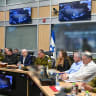 Prime Minister Benjamin Netanyahu attends a security assessment at the Kirya in Tel Aviv with Defense Minister Israel Katz and IDF Chief of Staff Lt.-Gen. Eyal Zamir on April 3, 2026.