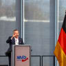 Ulrich Siegmund, top candidate of the far-right Alternative for Germany (AfD) party in Germany's Saxony-Anhalt state election, speaks at a party convention in Magdeburg, Germany, April 11, 2026.