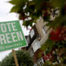 A SIGN supporting the Green Party political party is displayed in a residential street on the eve of local and mayoral elections in England and devolved parliamentary elections in Wales and Scotland on May 7, in London, Britain, May 6, 2026. 