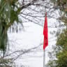 A Chinese national flag is seen at the Chinese embassy in Tokyo on March 25, 2026.