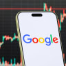 In this photo illustration, a smartphone displays the logo of Google.