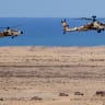 Moroccan Apache helicopters take part in the "African Lion" joint military exercise between US and Moroccan forces in the Tan-Tan region in southwestern Morocco on May 8, 2026.