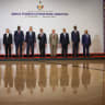 BRICS foreign ministers, including Iran's Abbas Araghchi, meet in New Delhi, India, May 14, 2026.