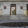 Signage is seen at the United States Department of the Treasury headquarters in Washington, DC, US, August 29, 2020.