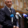 President of the Slovenian Democratic Party (SDS), Janez Jansa, speaks at a press conference after being sworn in as Slovenia's prime minister in Ljubljana, Slovenia, May 22, 2026. 