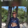 Ivanka Trump wearing a deep-blue resortwear set by Israeli designer Shani Shemer during Trump family wedding festivities in the Bahamas.
