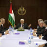 Palestinian Authority President Mahmoud Abbas chairs the first meeting of the Palestinian unity government, June 2, 2014.