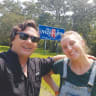 The writer and daughter Noa O’Sullivan on roots visit to Mississippi, 2018. Background: Highway welcome sign upon entering to state, ‘the birthplace of America’s music.’ 