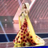 Melanie Shiraz competing in the 2025 Miss Universe beauty pageant
