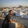 Displaced Palestinians are seen near their tents in Gaza City, June 1, 2026.