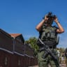 Members of the Metula civilian security squad search the area following the fall of an Iron Dome interceptor missile and reports of a drone infiltration near the Israel-Lebanon border, June 01, 2026.