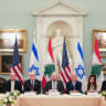  Meeting between Israeli and Lebanese delegations hosted by the United States, after the Trump administration said Israel and Lebanon agreed to implement a ceasefire to end hostilities, at the State Department in Washington, DC, US, June 3, 2026.