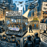 An AI-generated cartoon depicting the author's interpretation of what the Israel Day Parade 2026 reflects.