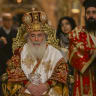 Greek Orthodox Patriarch of Jerusalem Theophilos III takes part in Holy Thursday ceremonies at the Church of the Holy Sepulchre in Jerusalem's Old City, on April 9, 2026.