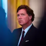 Tucker Carlson attends a meeting with oil executives in the East Room of the White House, Washington DC, Jan. 9, 2026.