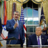 Sriram Krishnan (L), next to US Senator Ted Cruz and Donald Trump.