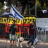 Former IDF soldiers suffering from Post-Traumatic Stress Disorder, a psychological injury of war, take part in a sit-in demonstration outside the Knesset (Israeli Parliament) in Jerusalem.