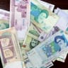 Iranian Rials are displayed in Tehran.