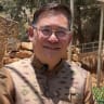 Thai ambassador to Israel, Boonyarit Vichienpuntu, in front of the elephants at Jerusalem’s Tisch Family Zoological Gardens. June 4, 2026.