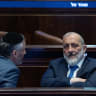 Shas chairman MK Arye Deri attends the State Comptroller elections at the plenum of the Knesset, in Jerusalem, June 3, 2026.
