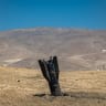 Part of an Iranian ballistic missile is seen in the desert near Vered Yeriho in the West Bank after being fired toward Israel from Iran, June 8, 2026. 