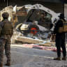 Heavy machinery operates to remove the rubble in the aftermath of an Israeli strike on the southern suburbs of Beirut, Lebanon, June 7, 2026.