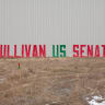 A sign for Republican Senate candidate Dan Sullivan is pictured outside of a PenAir airplane hangar where a campaign rally for the candidate was held on November 3, 2014 in Anchorage, Alaska.