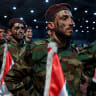 Hezbollah members parade during a rally marking al-Quds Day, (Jerusalem Day) in Beirut's southern suburbs, Lebanon April 5, 2024. 