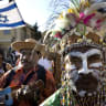 PAPUA NEW Guinea Christian pilgrims take part in the annual support march for Israel in Jerusalem on the occasion of the Sukkot holiday, organized by the International Christian Embassy and the Jerusalem municipality, on October 15, 2008. 