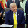 US President Donald Trump reacts as remarks are delivered to reporters about his administration's support for coal energy production, among other topics, in the Oval Office at the White House in Washington, DC, US June 4, 2026.