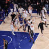  2026 NBA Finals - Game Four NEW YORK, NEW YORK - JUNE 10: Members of the New York Knicks celebrate their 107-106 victory against the San Antonio Spurs in Game Four of the 2026 NBA Finals at Madison Square Garden on June 10, 2026 in New York City. 