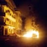 A fire burns and smoke rises following an explosion which caused multiple casualties in Guilin, Guangxi Zhuang Autonomous Region, China, June 11, 2026 this screen grab obtained from social media video. 