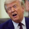 US President Donald Trump reacts during an event in the Oval Office of the White House on June 03, 2026 in Washington.