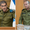 An illustrative image showing new PM Military Secretary Maj.-Gen. Guy Markizeno (L) and new IDF Defense Attache to Washington V.-Adm Tal Politis (R) at their respective changeover ceremonies in the Kirya, Tel Aviv, June 2026.