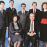 Anisa Makhlouf, Hafez Al-Assad, and (behind, L to R) their children Maher, Bashar, Bassel, Majd, and Bushra, 1993. 