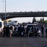 Haredi protesters block a highway in Israel on June 11, 2026. 
