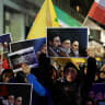 Hezbollah supporters hold flags and posters during a rally in Beirut's southern suburbs, Lebanon June 10, 2026.