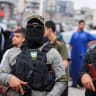 Terrorists from Palestinian Islamic Jihad stand on a street during Eid al-Adha, in Gaza City, May 27, 2026.
