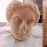 Cabeza de mármol perteneciente a una estatua de la diosa griega Afrodita y un cartucho del Antiguo Egipto descubiertos en Heracleópolis (Egipto), el 5 de junio de 2026.