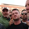Tommy Robinson looks on as demonstrators gather outside Southampton Central Police Station following the conviction of Vikrum Digwa for the murder of student Henry Nowak, in Southampton, Britain, June 2, 2026.