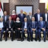 Palestinian President Mahmoud Abbas poses for a group picture on the day of the newly elected Fatah Central Committee meeting in Ramallah in the West Bank, June 3, 2026.