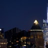 The Bank of America headquarters building in New York City is lit up for the SpaceX initial public offering as it is seen from West New York, New Jersey, U.S., June 4, 2026