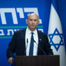 Chairman of the “Together” party and former Prime Minister Naftali Bennett speaks during a press conference at the Knesset in Jerusalem, May 20, 2026.