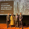 PAUL COLLINS, far left, keeper of the Department of the Middle East at the British Museum, delivered an address on Ancient Israel and Judah as part of Britain's Jewish Culture Month, June 11, 2026. The talk had been rescheduled after concerns that ticket-holders had intended to disrupt the event. 