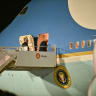 US President Donald Trump (front), who attended the G7 summit in France, boards Air Force One at Paris Orly Airport, 13 kilometres (8 miles) south of Paris, in the early hours of June 18, 2026.