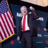 U.S. Senate Republican candidate, U.S. Rep. Mike Collins (R-GA) cheers after his nomination acceptance speech during a runoff election-night party on June 16, 2026 in Jackson, Georgia.