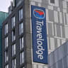 A general view of a Travelodge hotel signage on January 29, 2024 in Walthamstow, United Kingdom.