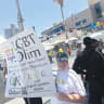 HOLDING A BANNER for LGBT Olim at Tel Aviv Pride, June 12.