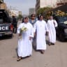 Nuns walk with flowers to attend the funeral of the German-born Sister Dr. Ruth Pfau, outside the St. Patrick's Cathedral in Karachi, Pakistan August 19, 2017.