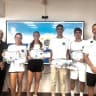 KAHAN SCHOLARSHIP recipients Maayan Laron, Amit Vales, Bar Shporen and Re'em Elkayam pose with Israel Tennis & Education Centers executives Eyal Taoz (left) and Yoni Erlich (right).